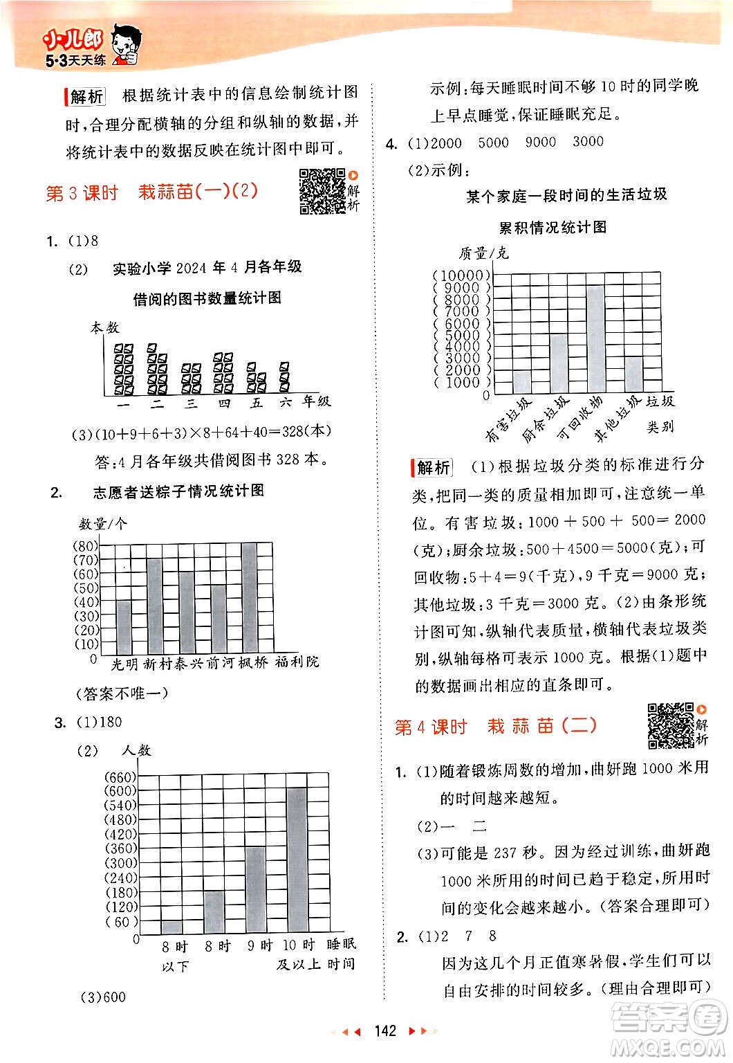 教育科學(xué)出版社2024年春53天天練四年級數(shù)學(xué)下冊北師大版答案