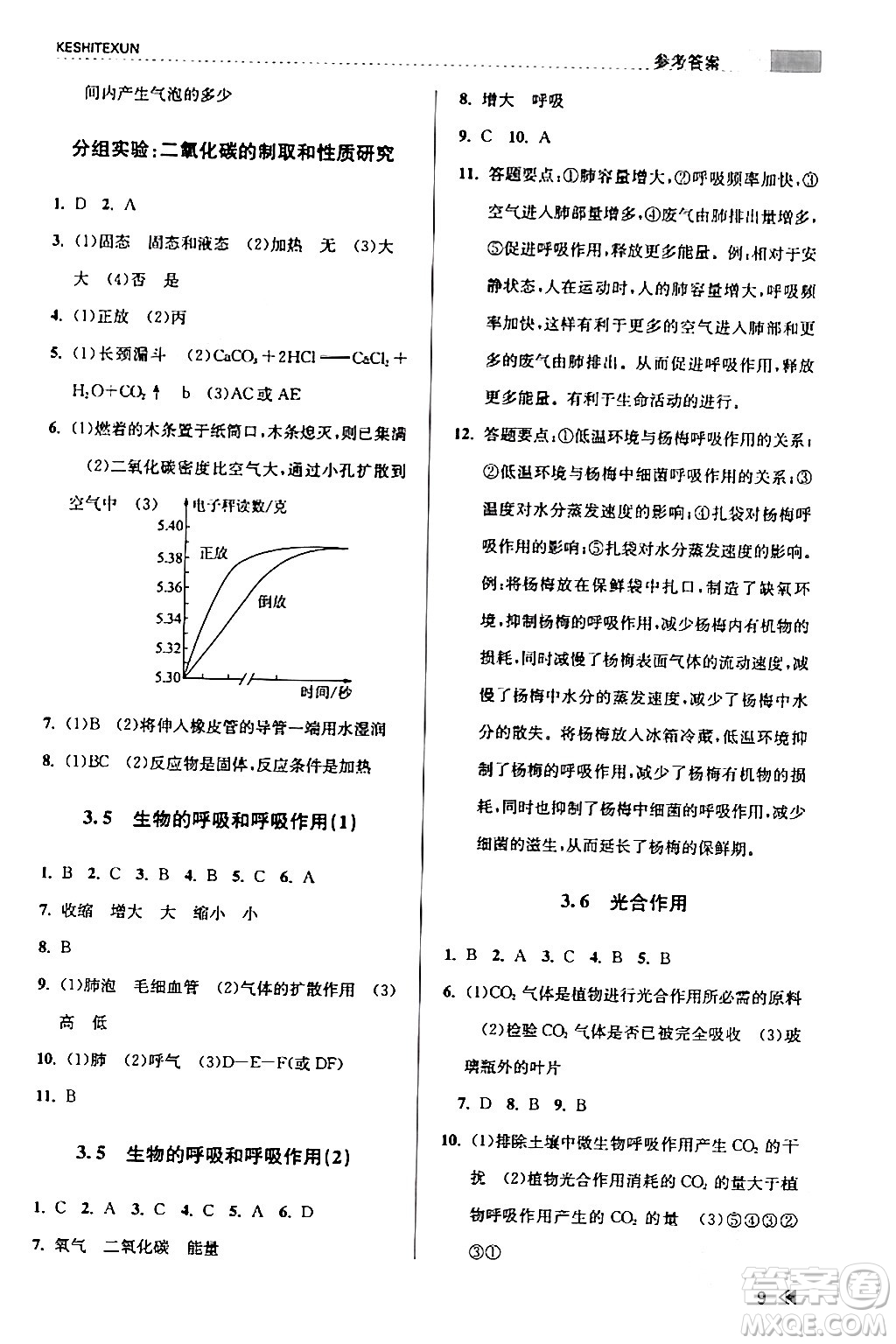 浙江人民出版社2024年春課時特訓(xùn)八年級科學(xué)下冊浙教版答案