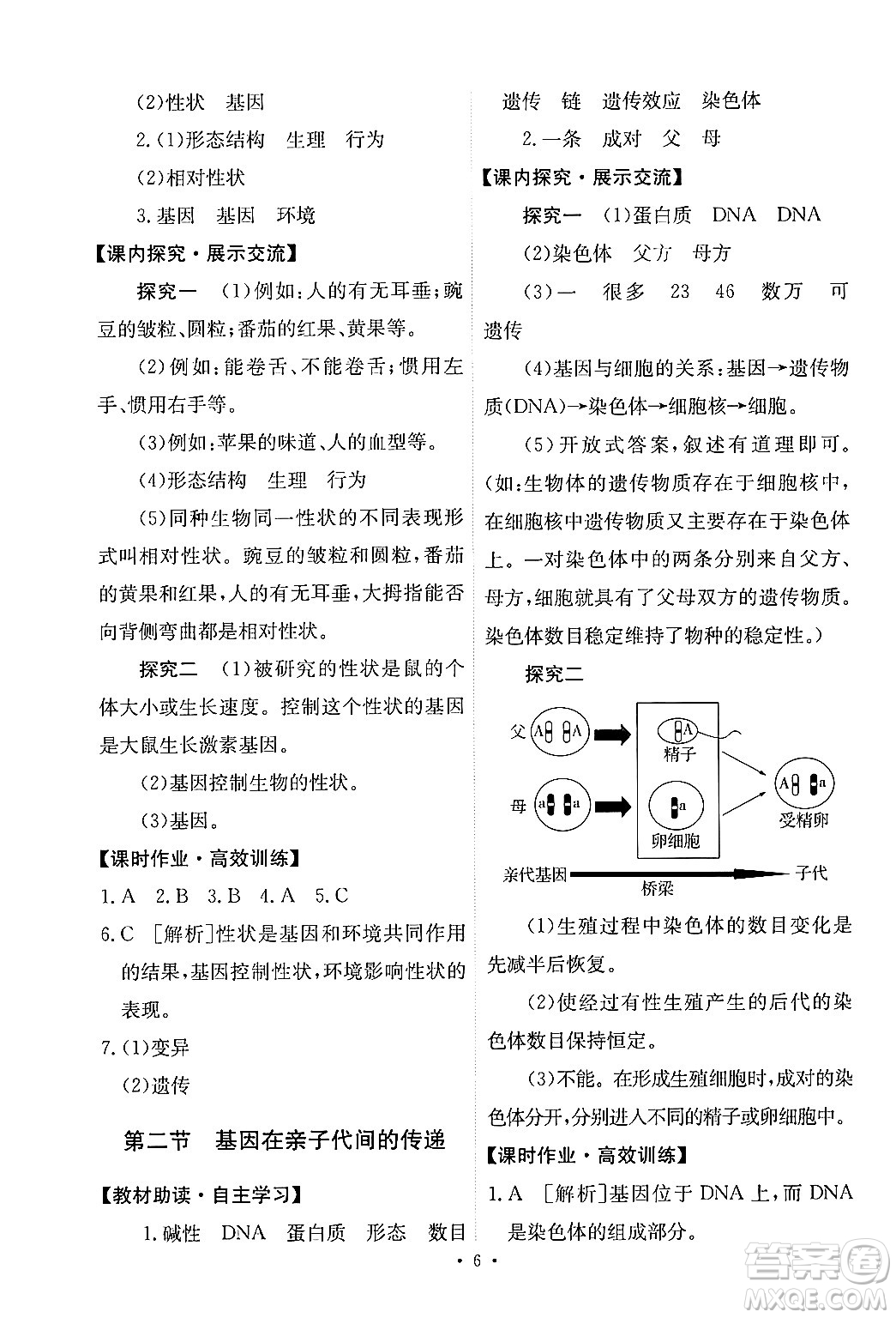 人民教育出版社2024年春能力培養(yǎng)與測(cè)試八年級(jí)生物下冊(cè)人教版新疆專(zhuān)版答案