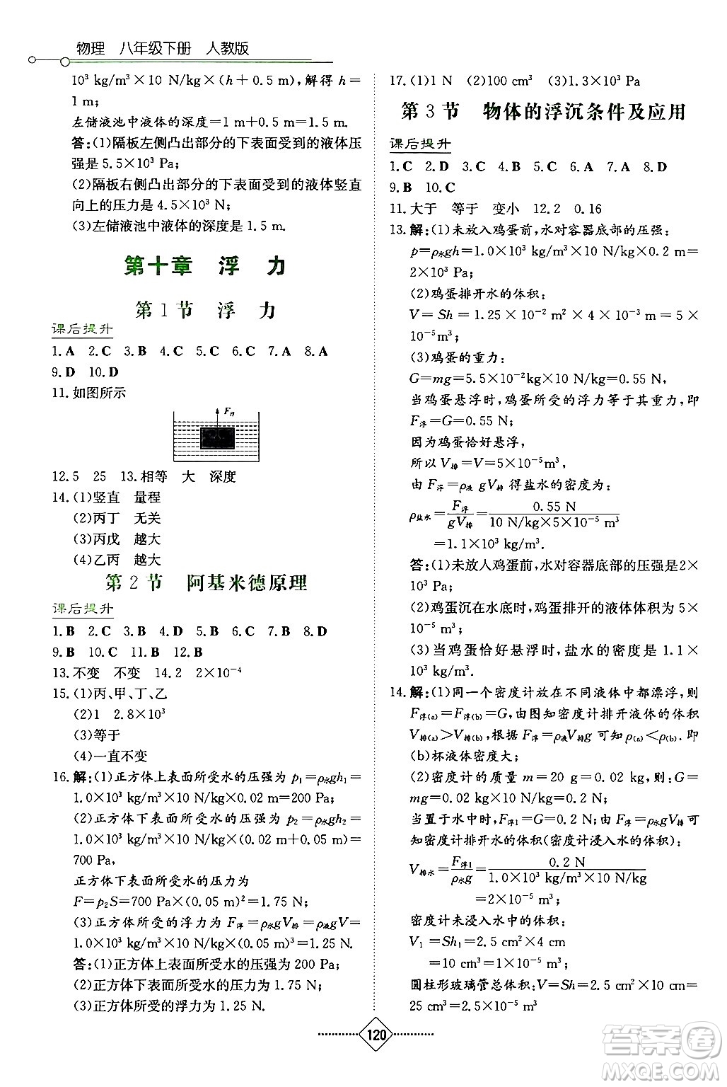 湖南教育出版社2024年春學法大視野八年級物理下冊人教版答案