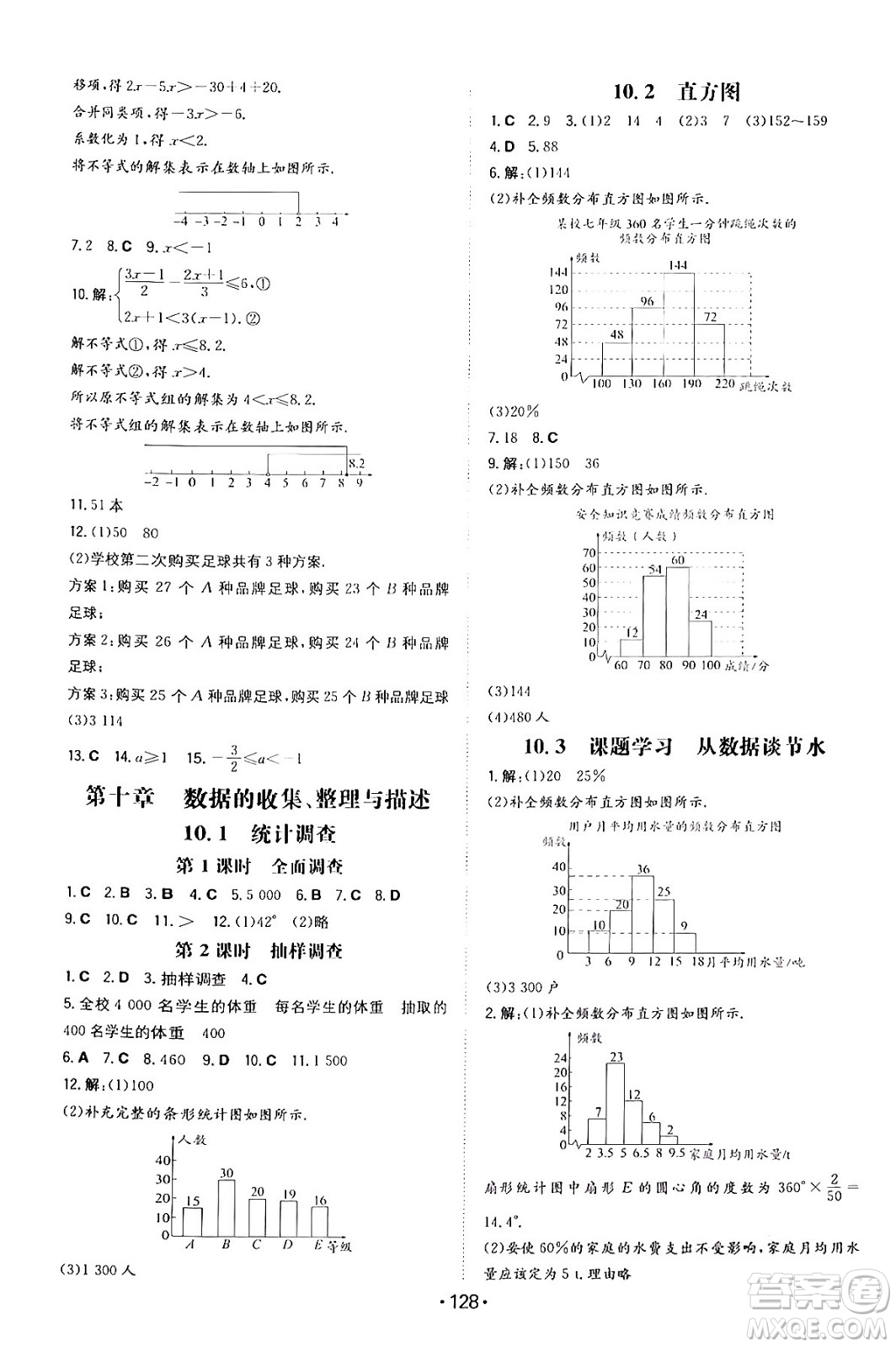 湖南教育出版社2024年春一本同步訓(xùn)練七年級數(shù)學(xué)下冊人教版答案