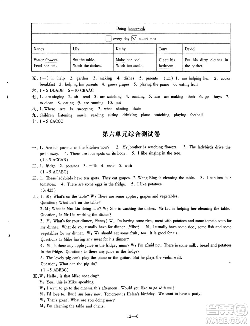 江蘇鳳凰科學(xué)技術(shù)出版社2024年春同步練習(xí)配套試卷五年級(jí)英語(yǔ)下冊(cè)通用版參考答案