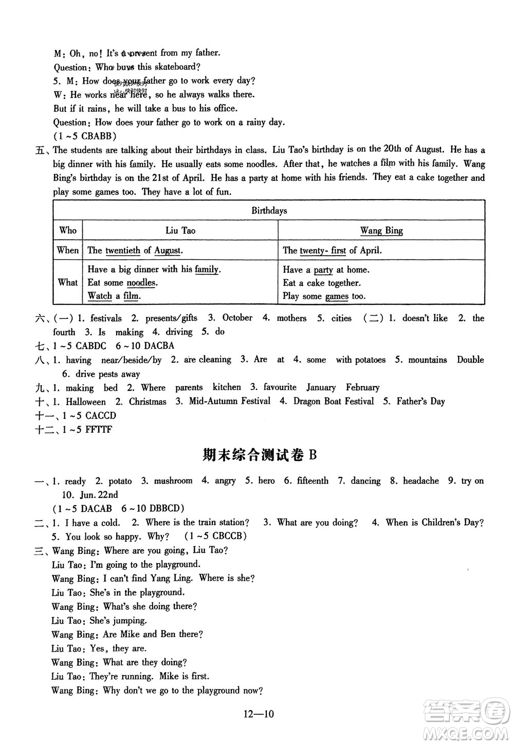 江蘇鳳凰科學(xué)技術(shù)出版社2024年春同步練習(xí)配套試卷五年級(jí)英語(yǔ)下冊(cè)通用版參考答案