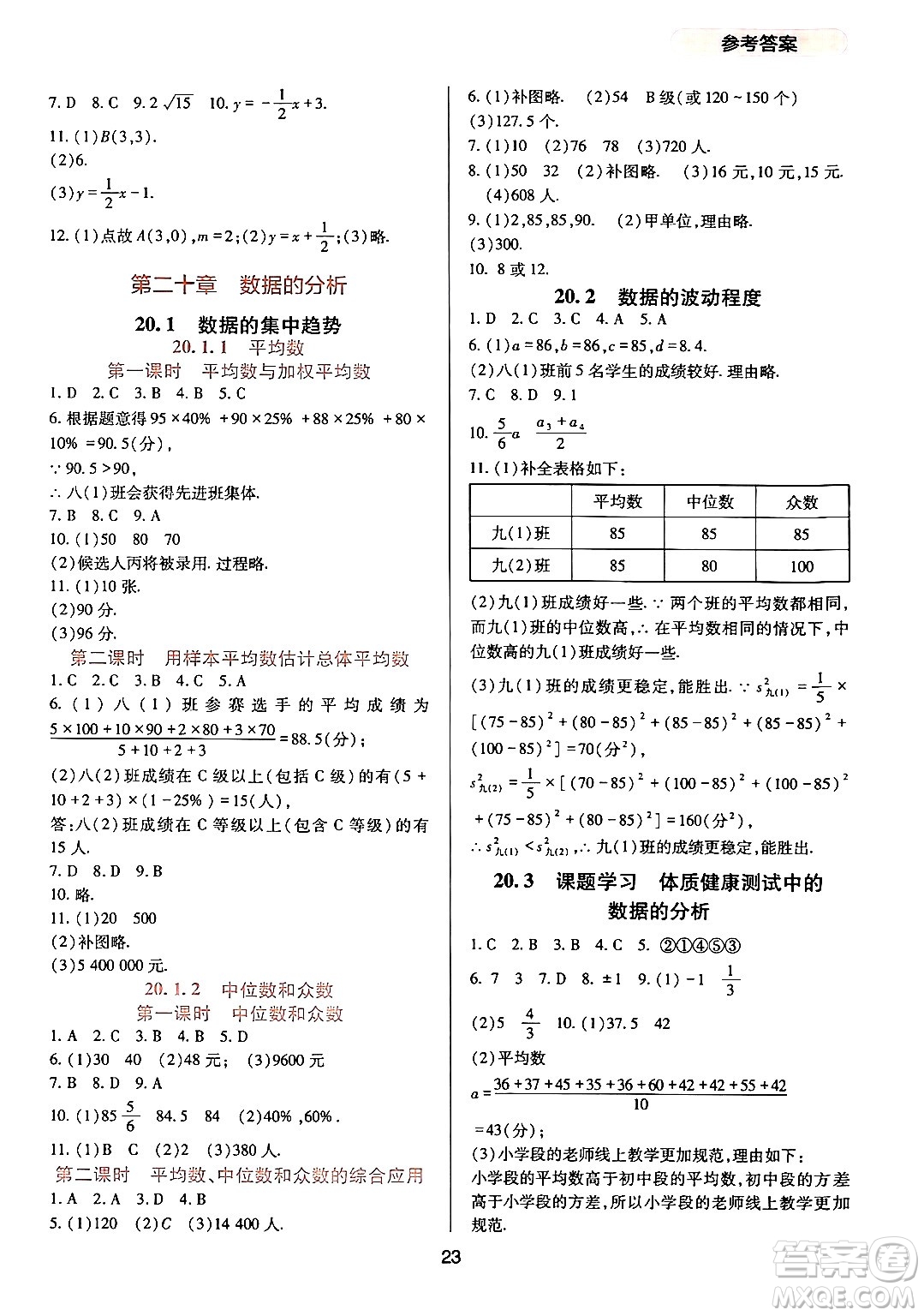 四川教育出版社2024年春新課程實(shí)踐與探究叢書(shū)八年級(jí)數(shù)學(xué)下冊(cè)人教版答案