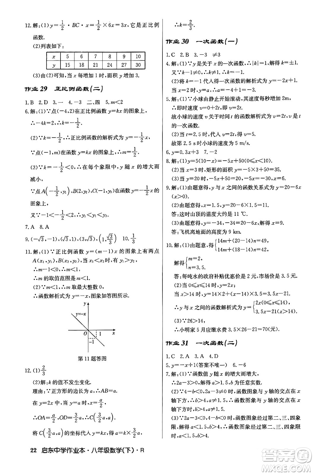 龍門書局2024年春啟東中學(xué)作業(yè)本八年級(jí)數(shù)學(xué)下冊(cè)人教版答案