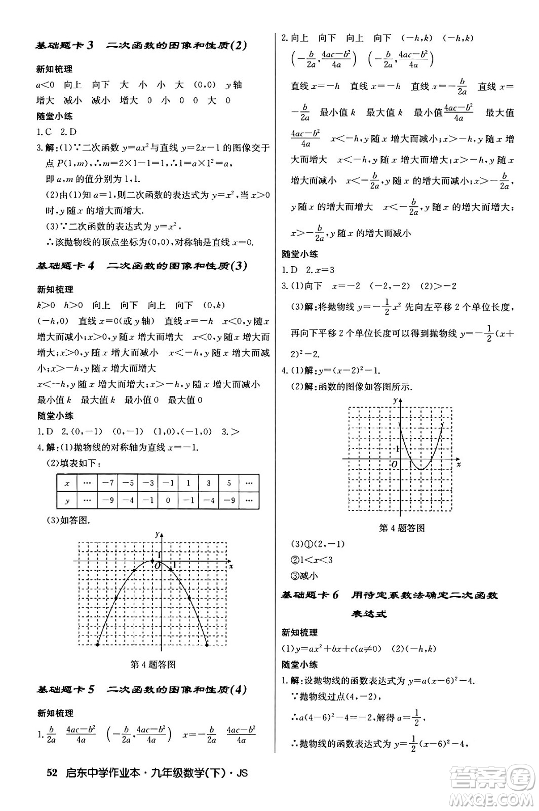 龍門書局2024年春?jiǎn)|中學(xué)作業(yè)本九年級(jí)數(shù)學(xué)下冊(cè)江蘇版答案