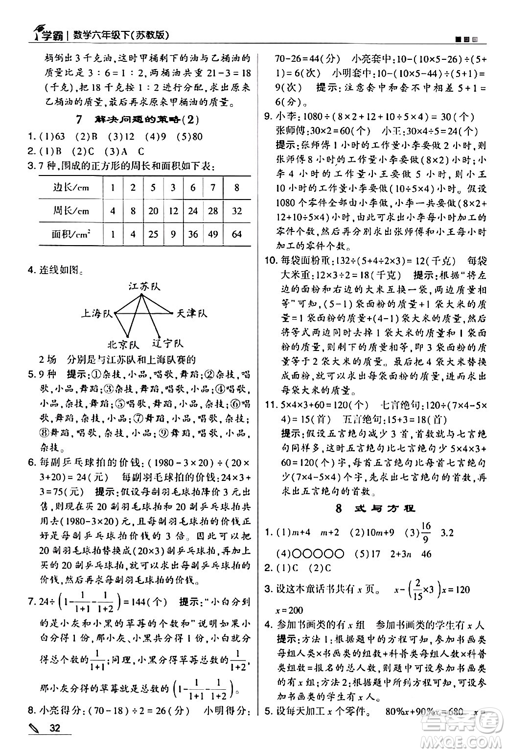 甘肅少年兒童出版社2024年春5星學(xué)霸六年級(jí)數(shù)學(xué)下冊(cè)蘇教版答案