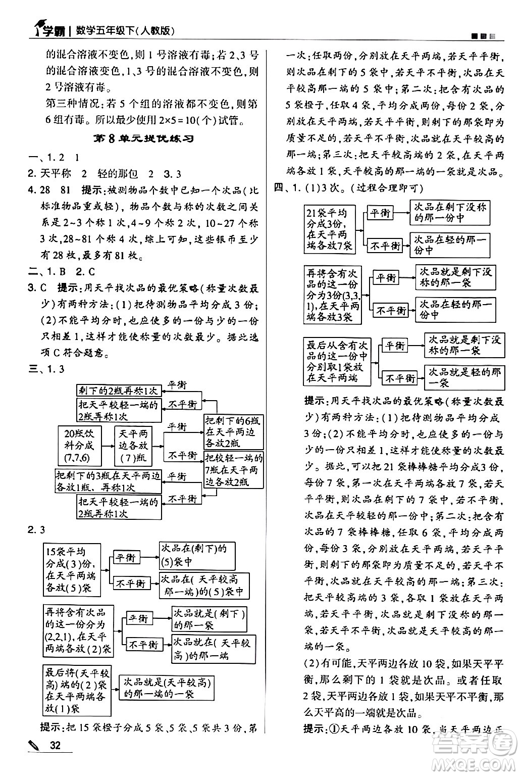 甘肅少年兒童出版社2024年春5星學(xué)霸五年級數(shù)學(xué)下冊人教版答案