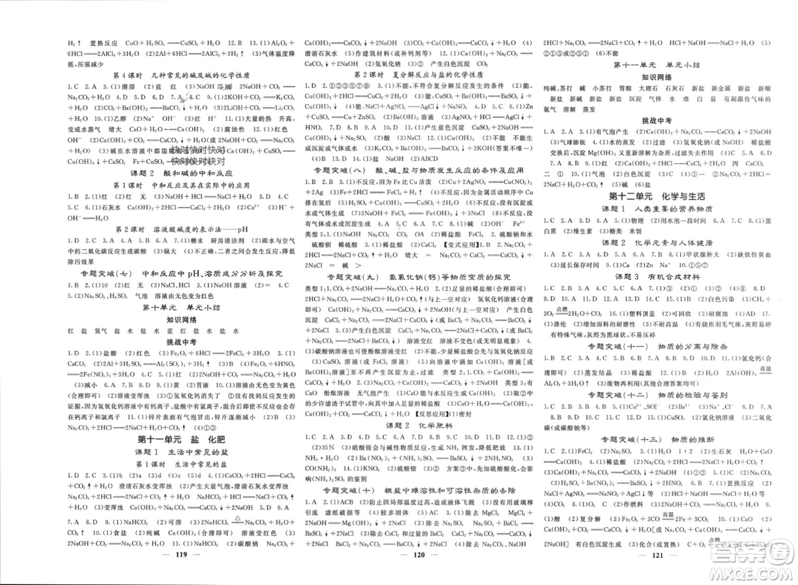 四川大學(xué)出版社2024年春課堂點(diǎn)睛九年級(jí)化學(xué)下冊(cè)人教版安徽專(zhuān)版參考答案