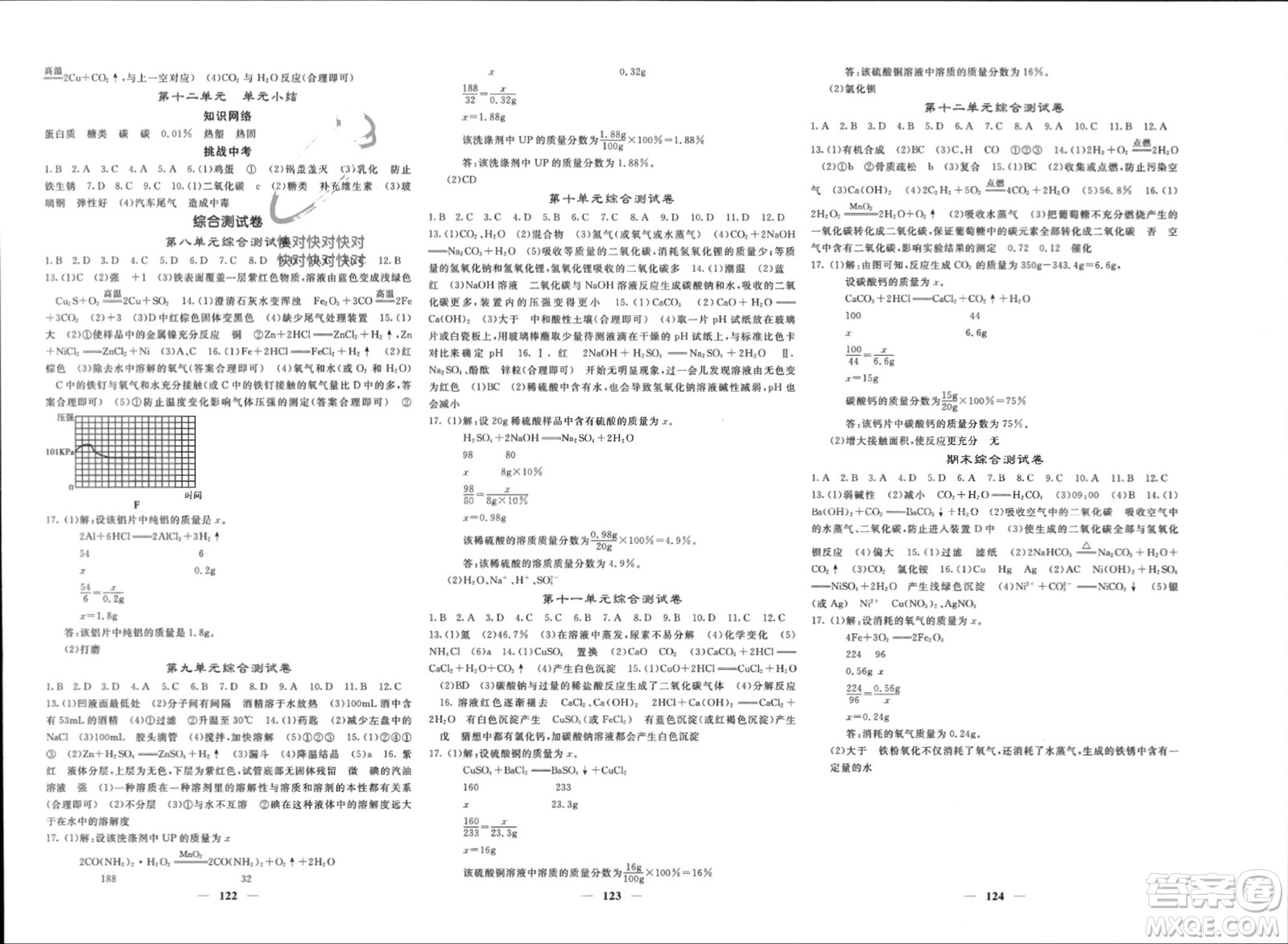 四川大學(xué)出版社2024年春課堂點(diǎn)睛九年級(jí)化學(xué)下冊(cè)人教版安徽專(zhuān)版參考答案