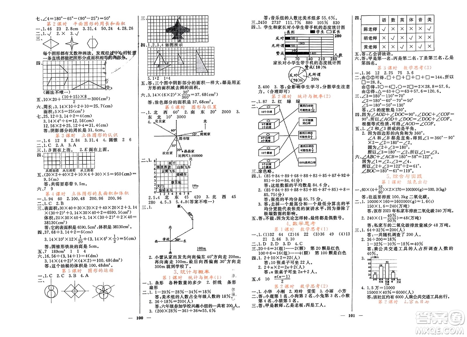 長江少年兒童出版社2024年春課堂點睛六年級數(shù)學下冊人教版湖南專版參考答案