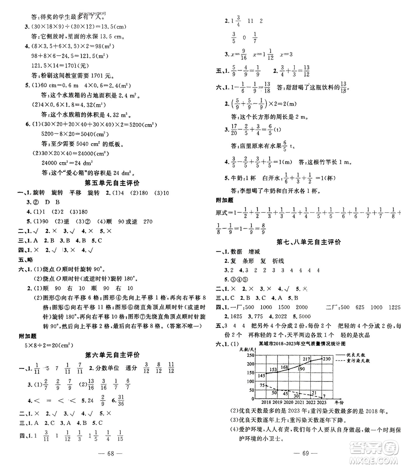 長江少年兒童出版社2024年春智慧課堂自主評價五年級數(shù)學(xué)下冊通用版參考答案