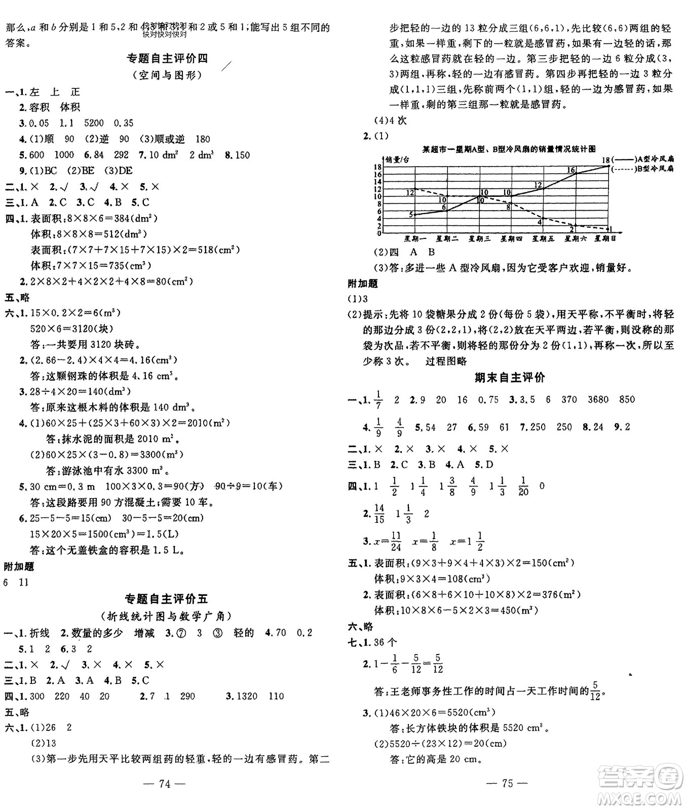 長江少年兒童出版社2024年春智慧課堂自主評價五年級數(shù)學(xué)下冊通用版參考答案