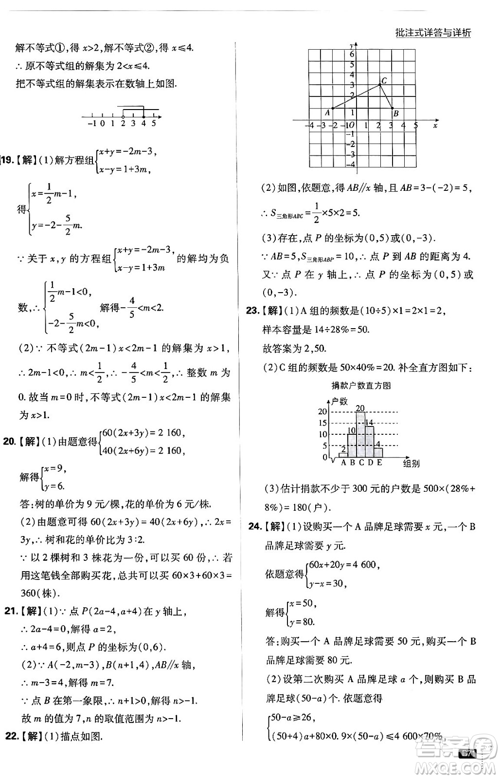 開(kāi)明出版社2024年春初中必刷題七年級(jí)數(shù)學(xué)下冊(cè)人教版答案