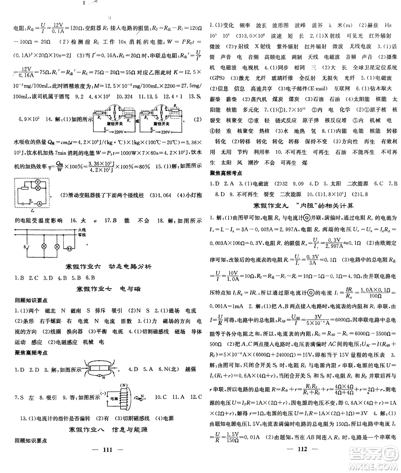 四川大學(xué)出版社2024年春課堂點(diǎn)睛九年級(jí)物理下冊(cè)滬粵版參考答案