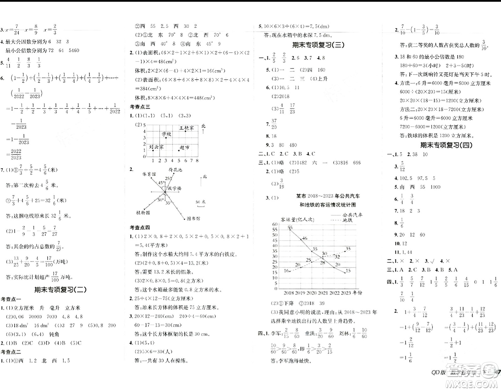 新疆青少年出版社2024年春海淀單元測試AB卷五年級數(shù)學(xué)下冊青島版答案