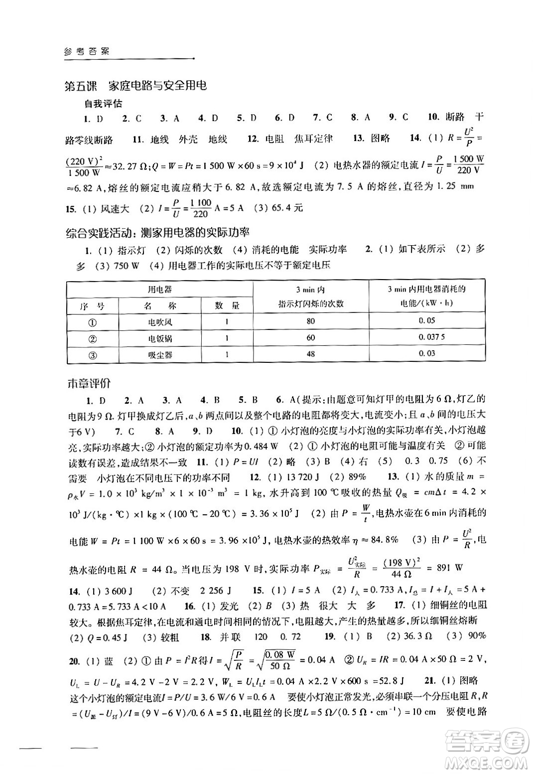 譯林出版社2024年初中物理課課練九年級物理下冊蘇科版答案