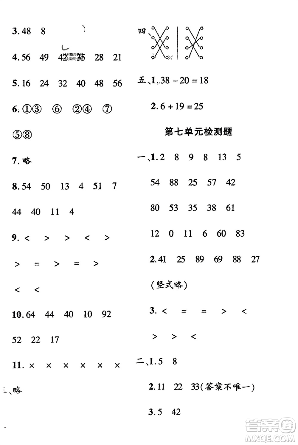 濟(jì)南出版社2024年春黃岡360度定制密卷一年級(jí)數(shù)學(xué)下冊(cè)冀教版參考答案