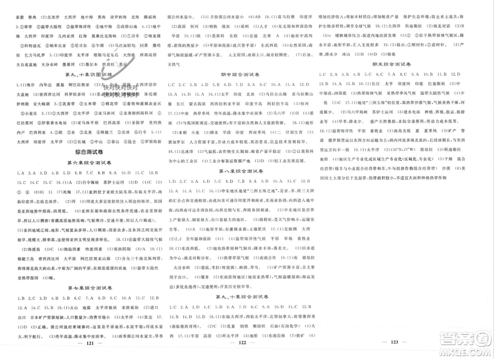 中華地圖學(xué)社2024年春名校課堂內(nèi)外七年級地理下冊人教版參考答案