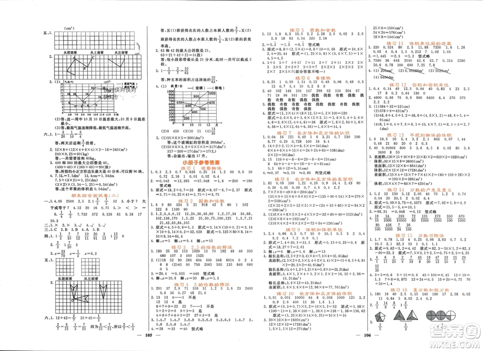 長江少年兒童出版社2024年春名校課堂內(nèi)外五年級數(shù)學(xué)下冊人教版參考答案