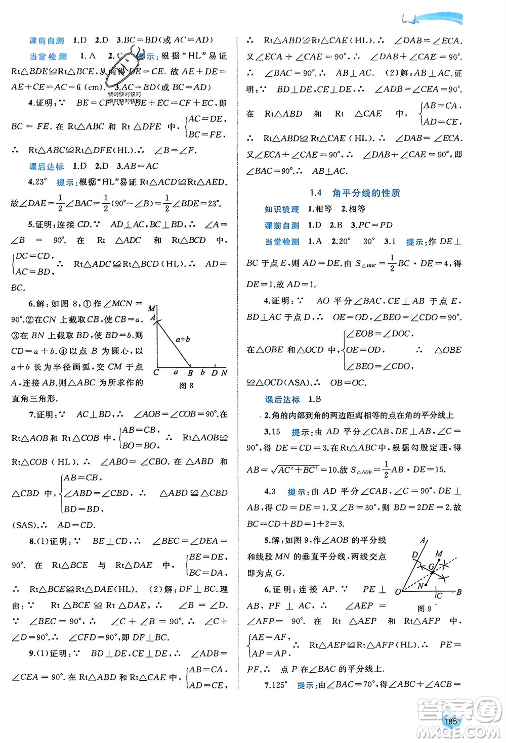 廣西師范大學出版社2024年春新課程學習與測評同步學習八年級數(shù)學下冊湘教版參考答案