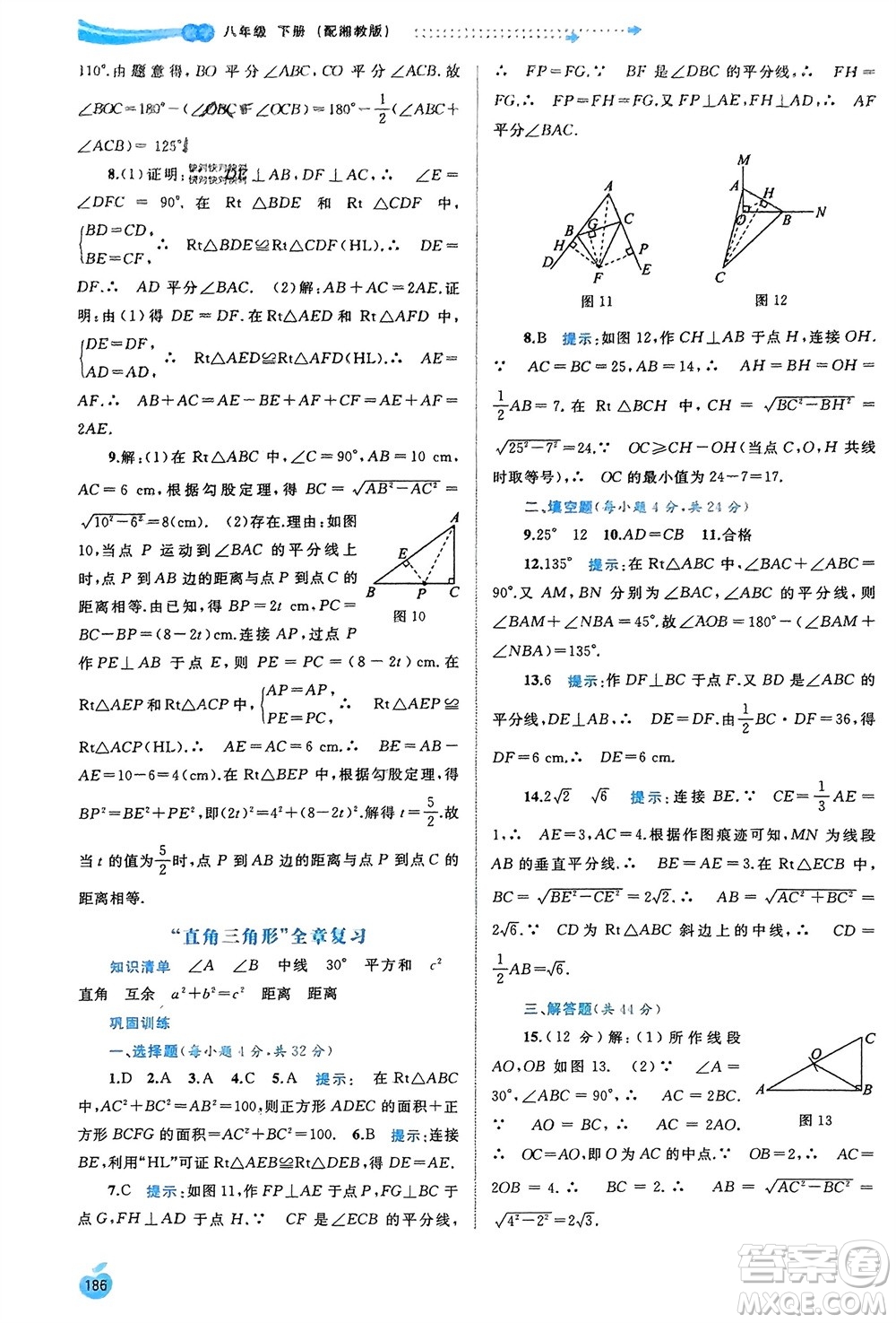 廣西師范大學出版社2024年春新課程學習與測評同步學習八年級數(shù)學下冊湘教版參考答案