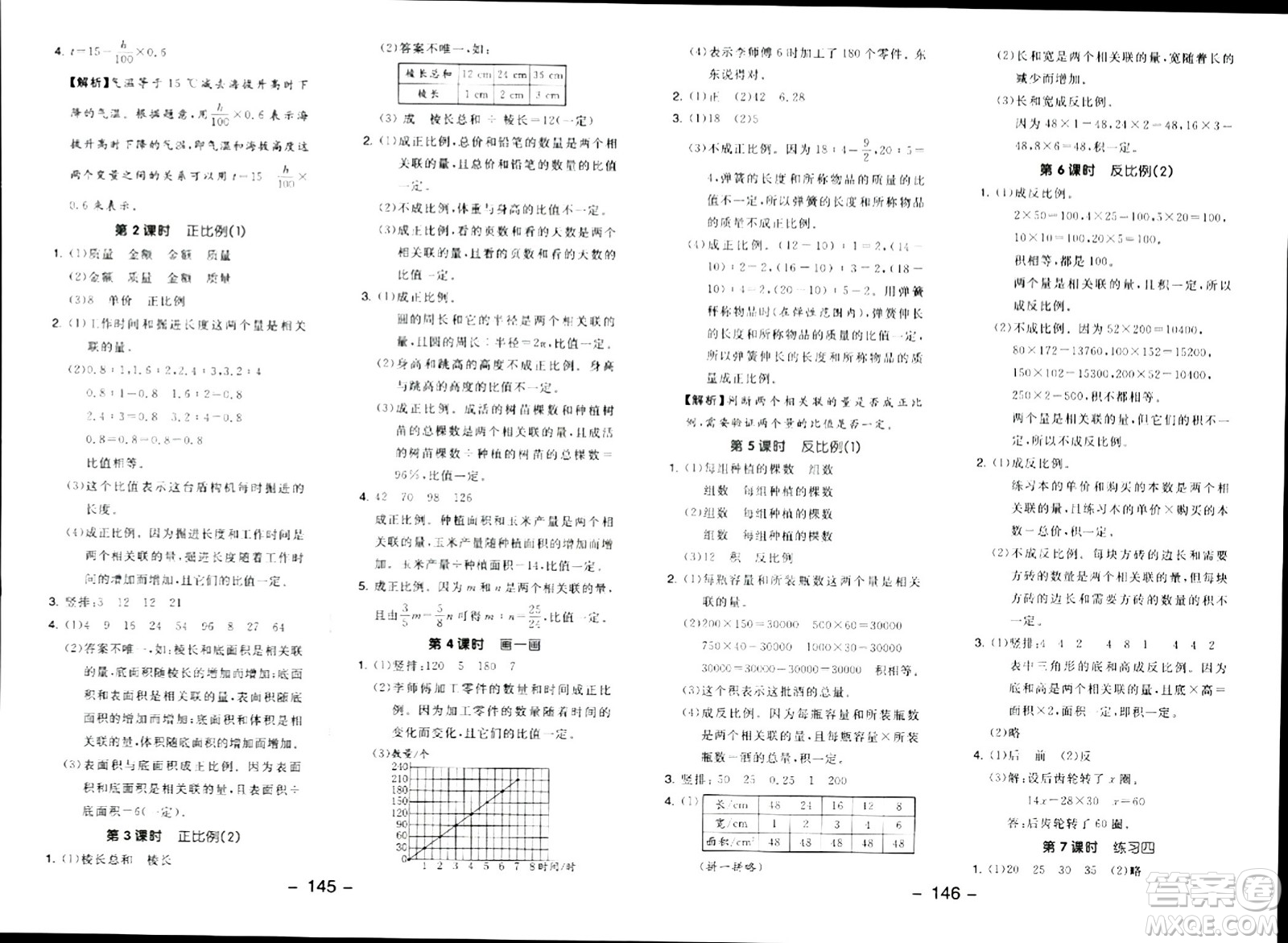 延邊教育出版社2024年春全品學(xué)練考六年級(jí)數(shù)學(xué)下冊(cè)北師大版答案