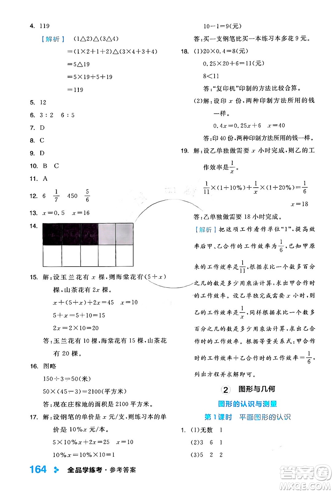 開明出版社2024年春全品學(xué)練考六年級(jí)數(shù)學(xué)下冊(cè)蘇教版答案