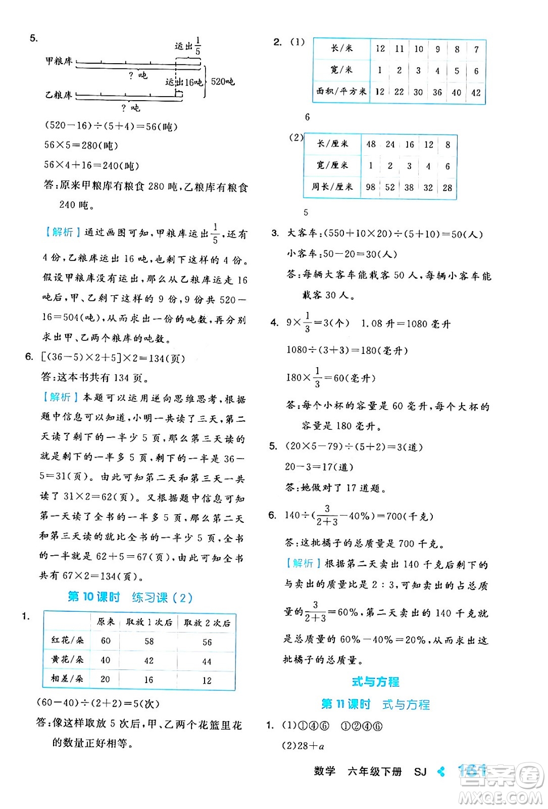 開明出版社2024年春全品學(xué)練考六年級(jí)數(shù)學(xué)下冊(cè)蘇教版答案