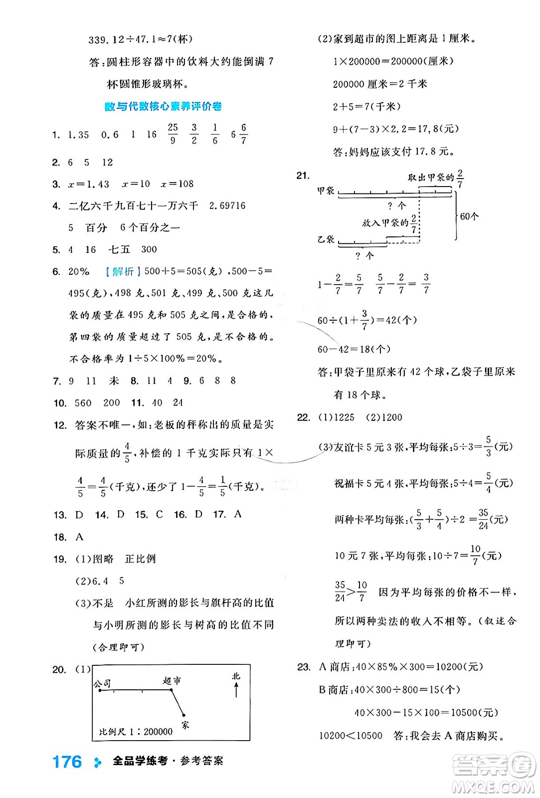 開明出版社2024年春全品學(xué)練考六年級(jí)數(shù)學(xué)下冊(cè)蘇教版答案