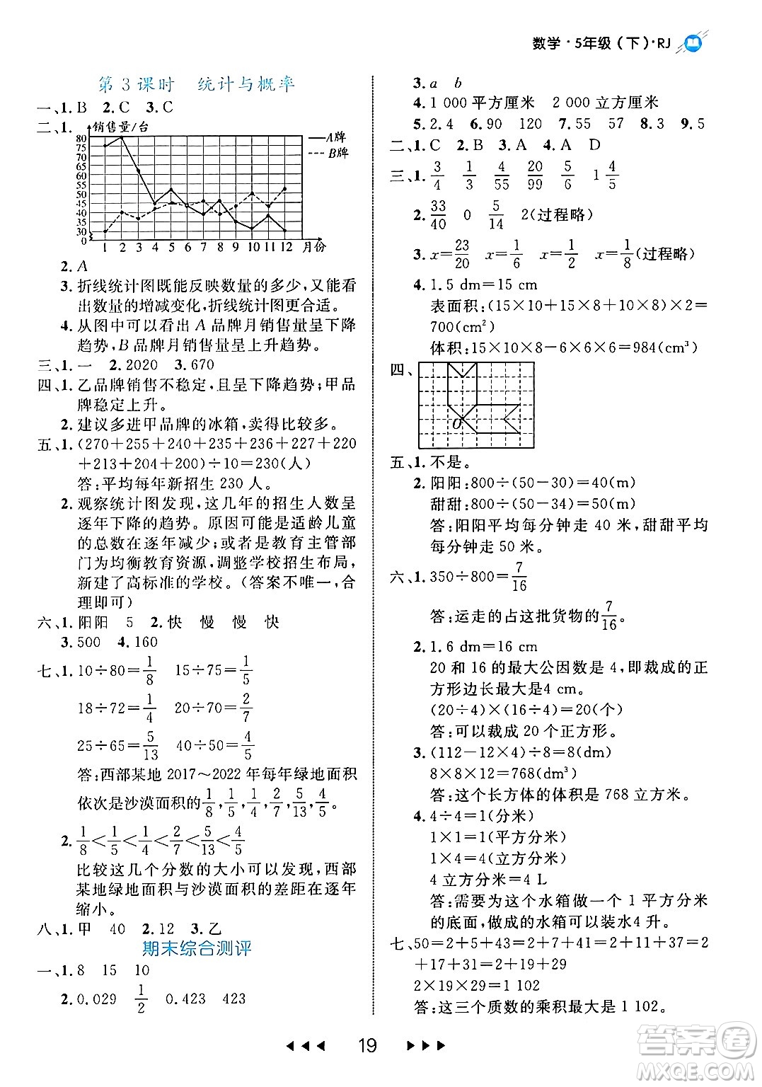 延邊大學(xué)出版社2024年春細(xì)解巧練五年級(jí)數(shù)學(xué)下冊(cè)人教版答案