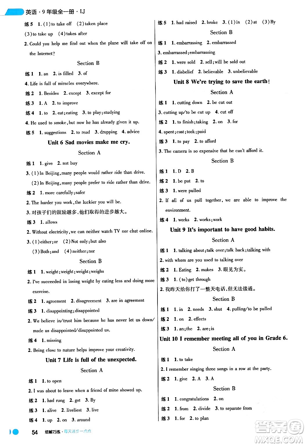 延邊大學(xué)出版社2024年春細(xì)解巧練九年級(jí)英語(yǔ)下冊(cè)魯教版答案