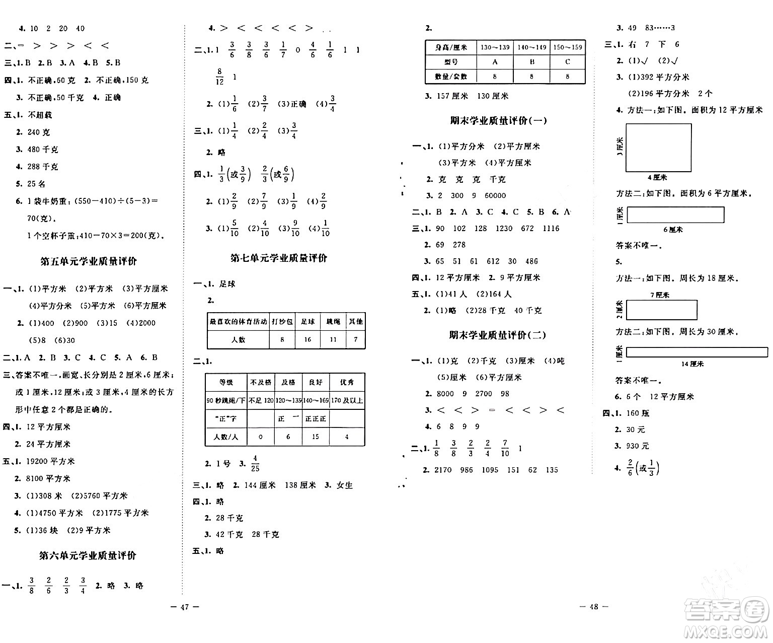 北京師范大學(xué)出版社2024年春新課標(biāo)同步單元練習(xí)三年級數(shù)學(xué)下冊北師大版答案