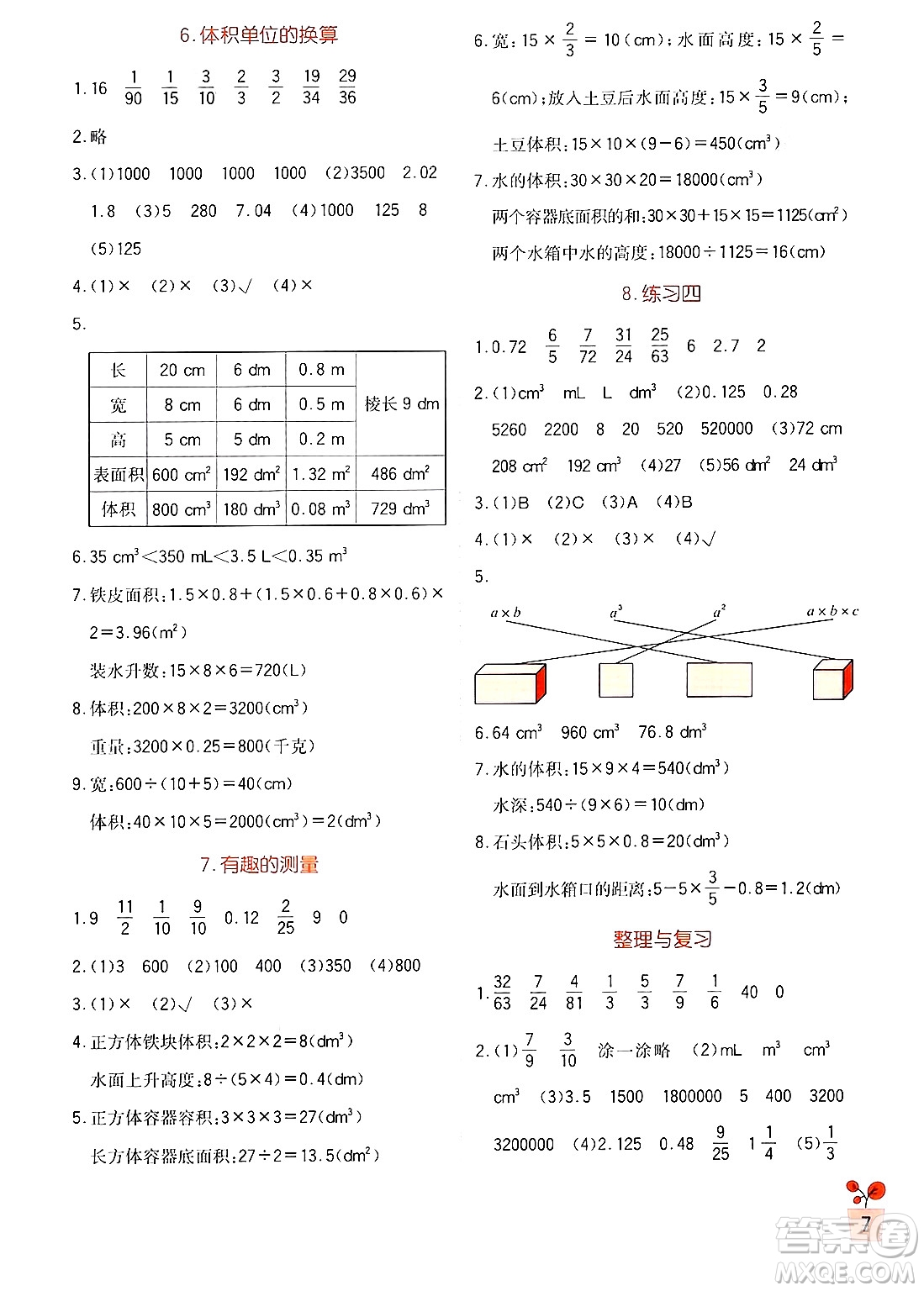 四川教育出版社2024年春新課標(biāo)小學(xué)生學(xué)習(xí)實踐園地五年級數(shù)學(xué)下冊北師大版答案