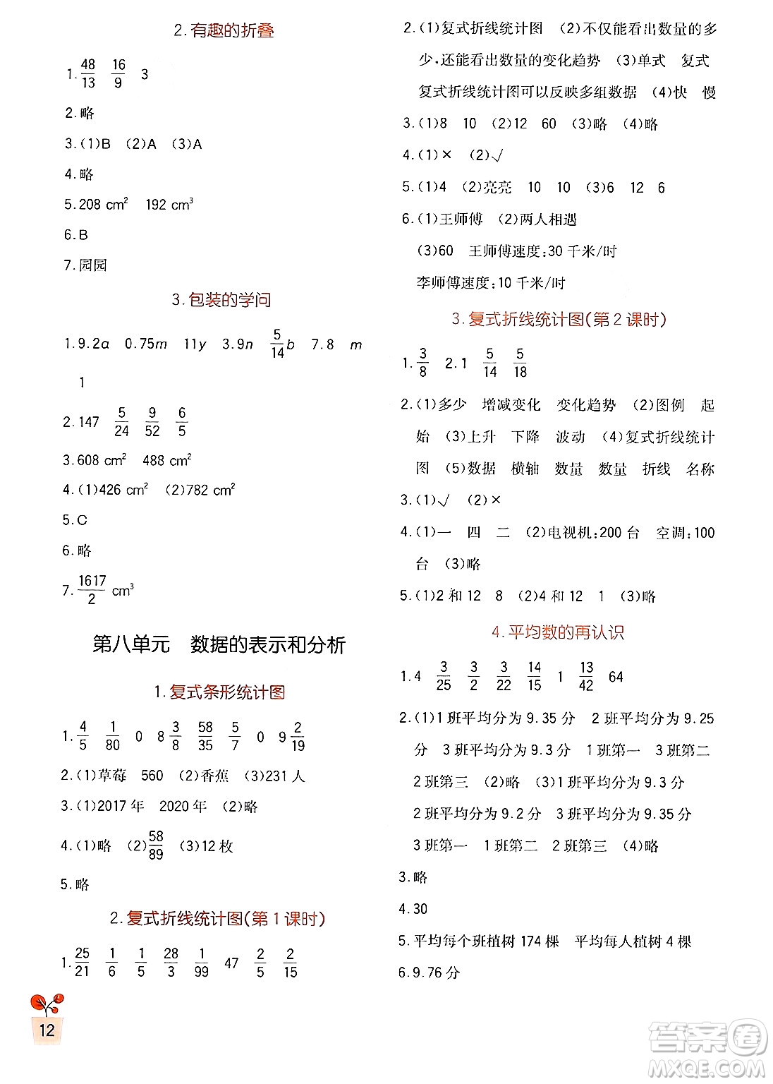 四川教育出版社2024年春新課標(biāo)小學(xué)生學(xué)習(xí)實踐園地五年級數(shù)學(xué)下冊北師大版答案