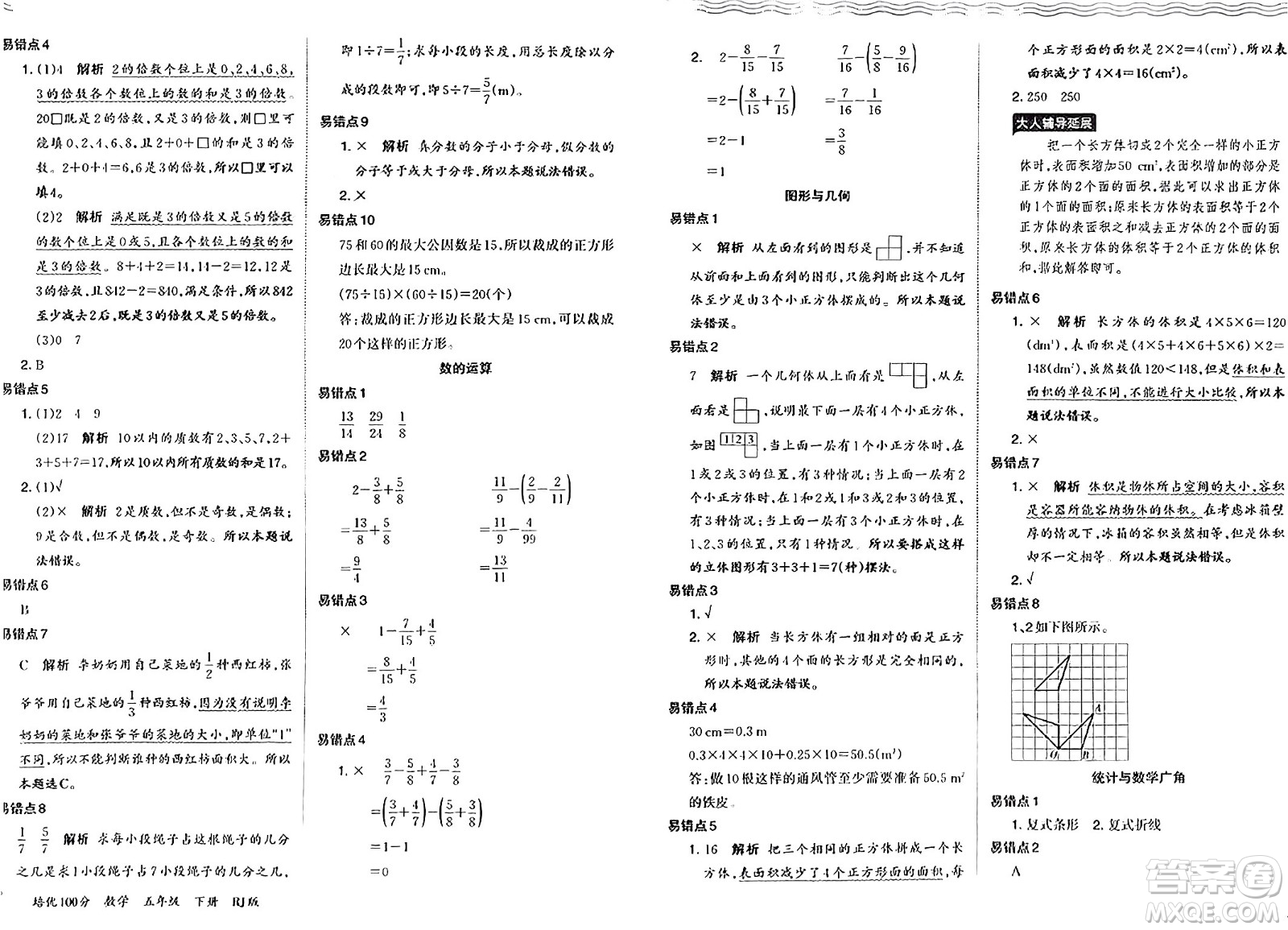 江西人民出版社2024年春王朝霞培優(yōu)100分五年級數(shù)學(xué)下冊人教版答案