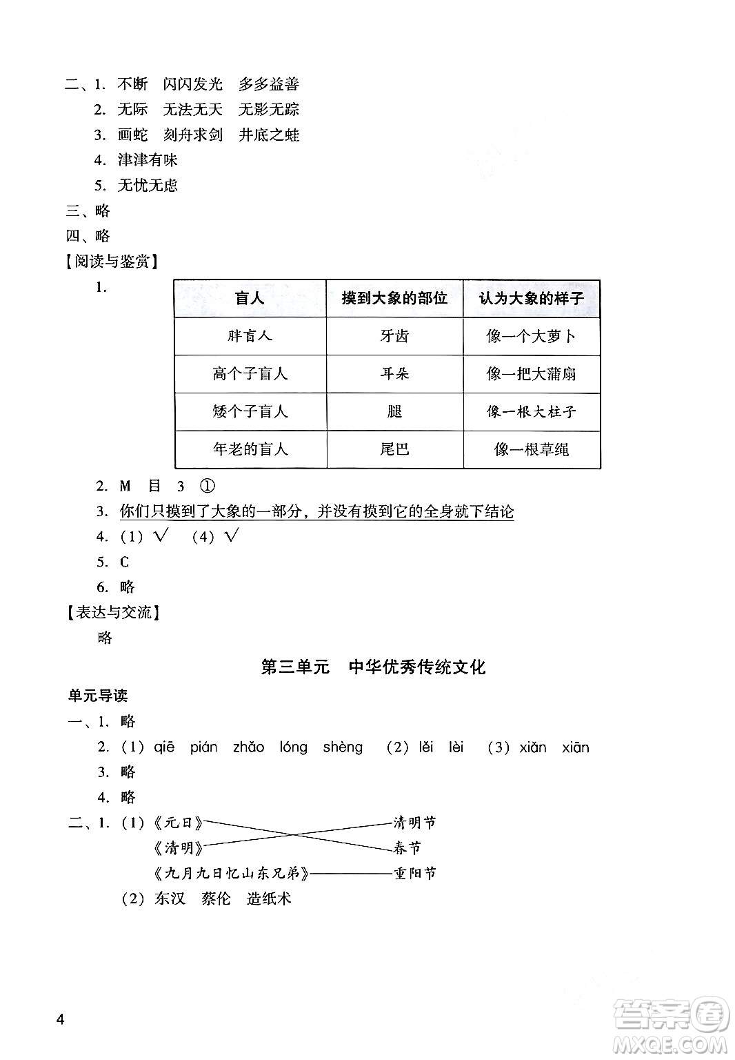 廣州出版社2024年春陽光學(xué)業(yè)評價三年級語文下冊人教版答案