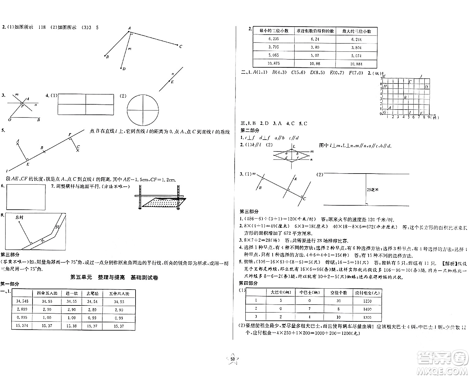 安徽人民出版社2024年春一卷搞定四年級數(shù)學(xué)下冊上海專版答案