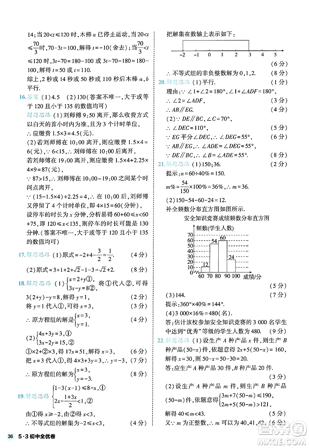 西安出版社2024年春53初中全優(yōu)卷七年級(jí)數(shù)學(xué)下冊(cè)人教版答案