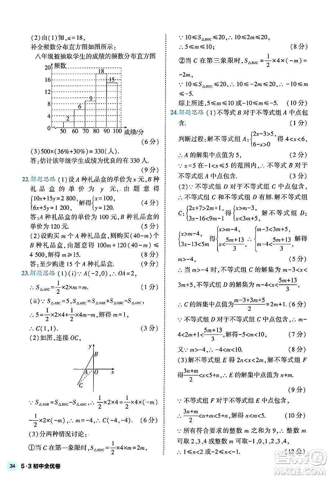 西安出版社2024年春53初中全優(yōu)卷七年級(jí)數(shù)學(xué)下冊(cè)人教版答案