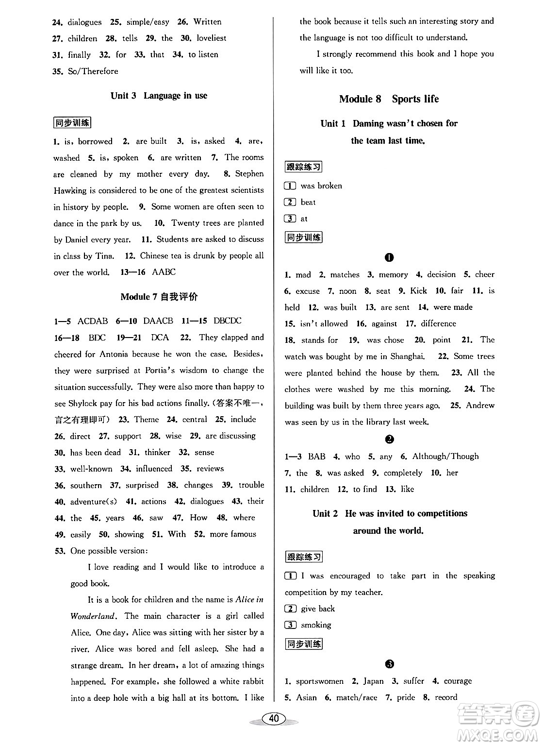 北京教育出版社2024年春教與學課程同步講練九年級英語全一冊外研版答案