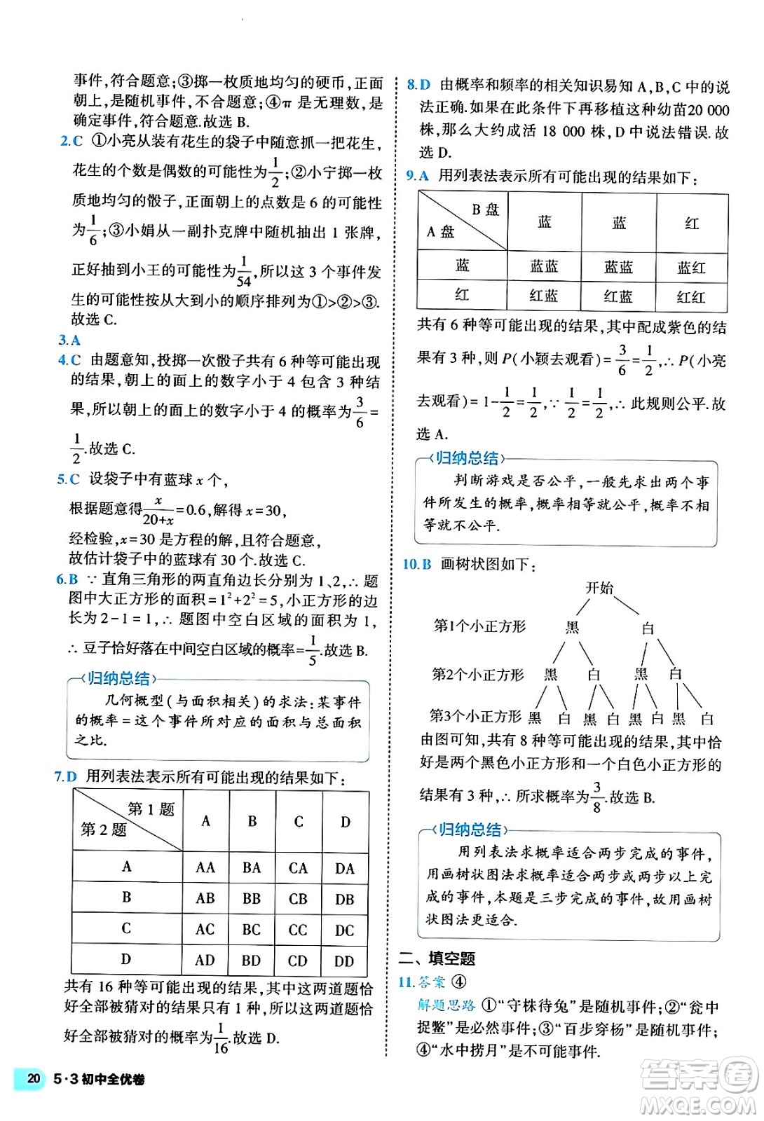 西安出版社2024年春53初中全優(yōu)卷九年級(jí)數(shù)學(xué)全一冊(cè)人教版答案