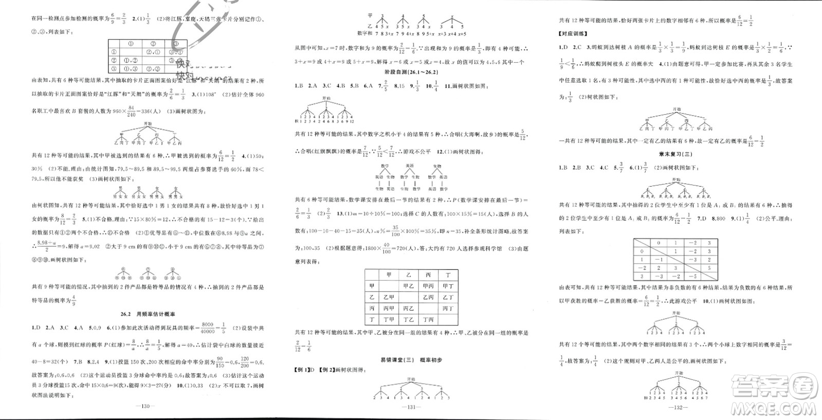 新疆青少年出版社2024年春原創(chuàng)新課堂九年級數(shù)學下冊滬科版參考答案