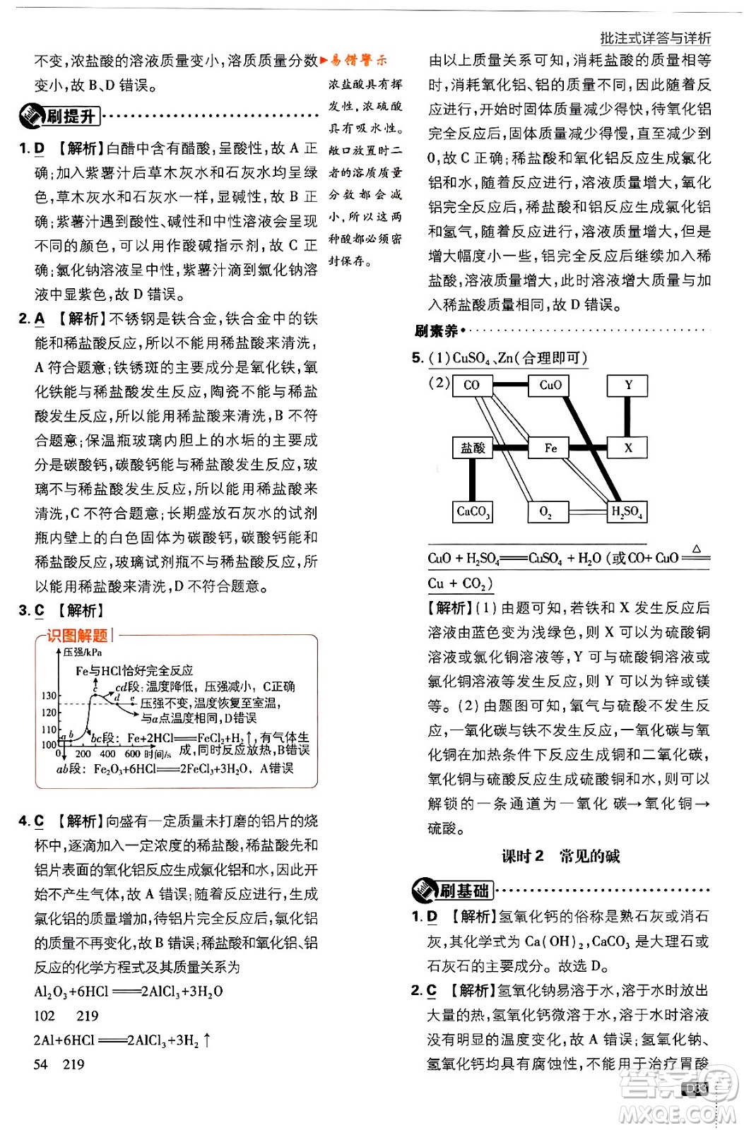 開明出版社2024年春初中必刷題九年級(jí)化學(xué)下冊(cè)人教版答案