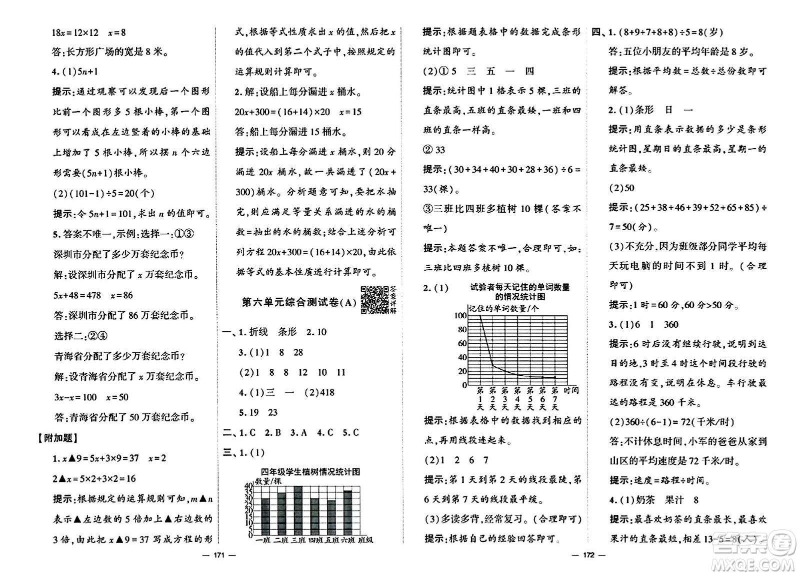 寧夏人民教育出版社2024年春學(xué)霸提優(yōu)大試卷四年級(jí)數(shù)學(xué)下冊(cè)北師大版答案