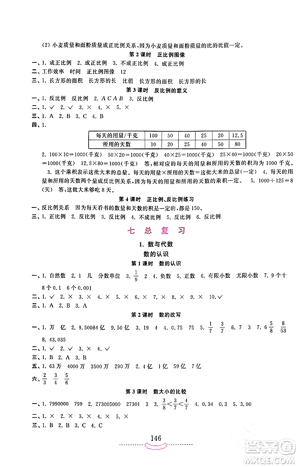 河南大學出版社2024年春新課程練習冊六年級數(shù)學下冊蘇教版答案