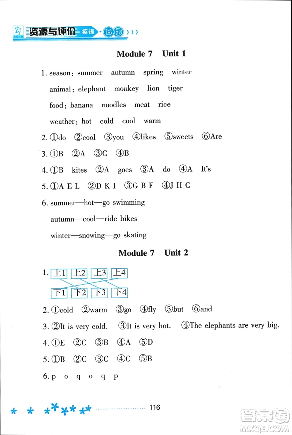 黑龍江教育出版社2024年春資源與評(píng)價(jià)三年級(jí)英語(yǔ)下冊(cè)外研版黑龍江專版參考答案