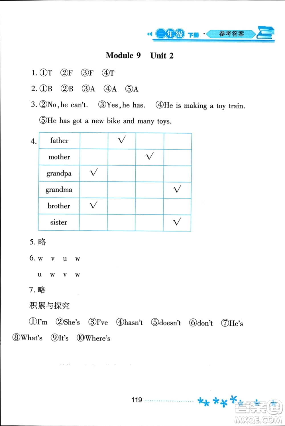 黑龍江教育出版社2024年春資源與評(píng)價(jià)三年級(jí)英語(yǔ)下冊(cè)外研版黑龍江專版參考答案