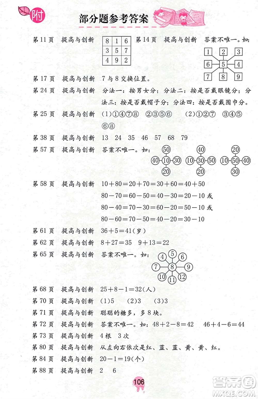 海燕出版社2024年春數(shù)學(xué)學(xué)習(xí)與鞏固一年級(jí)下冊人教版參考答案