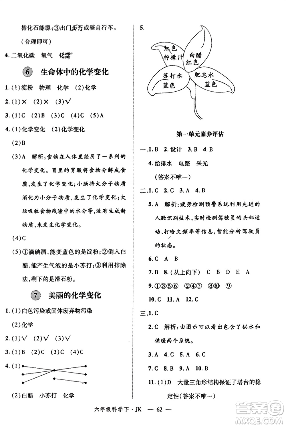 延邊大學(xué)出版社2024年春新領(lǐng)程六年級(jí)科學(xué)下冊(cè)教科版參考答案